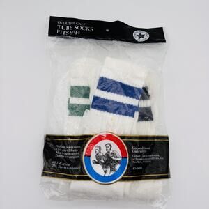 Vintage Tube Socks Mens 9-14 Oxford Club Over the Calf White Striped 3 Pair USA